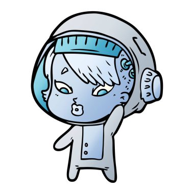vektör çizim karikatür astronot kadın