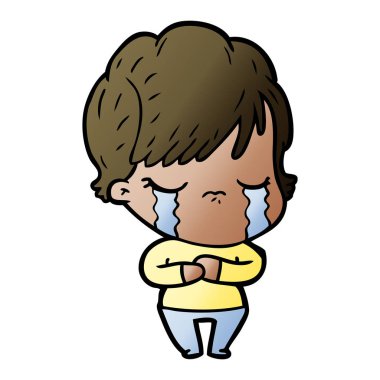 vektör çizim karikatür kadının ağladığını