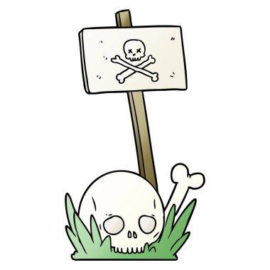 çizgi film kafatası kemikleri ve uyarı işareti