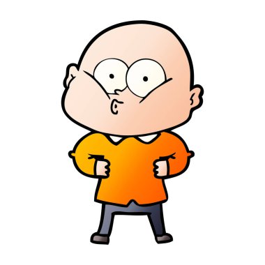 karikatür kel adam bakıyor