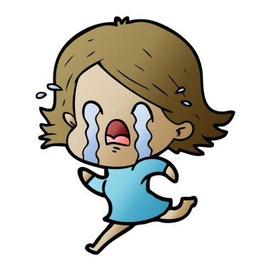 vektör çizim karikatür kadının ağladığını