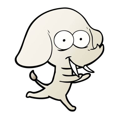 mutlu çizgi film fil vektör çizim