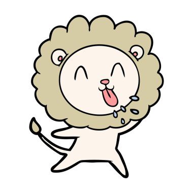 mutlu karikatür aslan vektör çizim