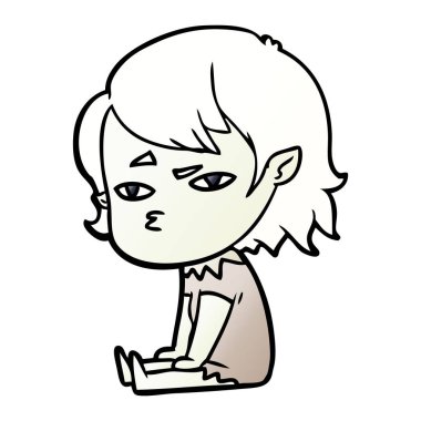 Çizgi filmdeki vampir kızın vektör çizimi