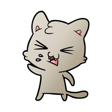 vektör çizim karikatür kedi tıslama