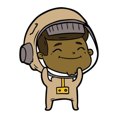 mutlu karikatür astronot vektör çizim