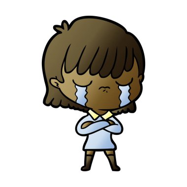 vektör çizim karikatür kadının ağladığını