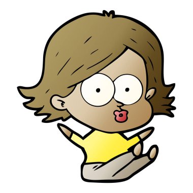 surat asmayı çizgi film kız vektör çizim