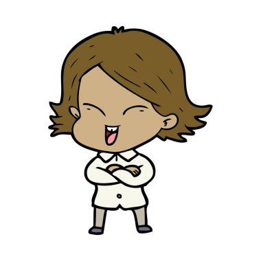 mutlu çizgi film kız vektör çizim