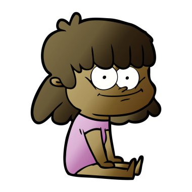 vektör çizim karikatür kız gülümseyerek