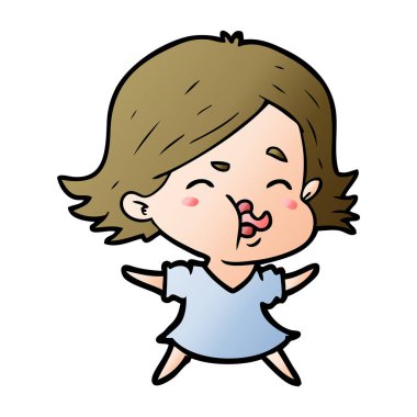 çizgi film kız yüz çekerek