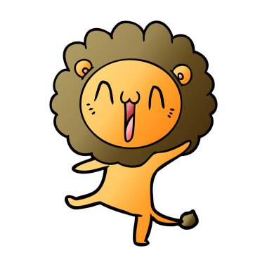 mutlu karikatür aslan vektör çizim
