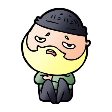 Sakallı endişeli adam çizgi film