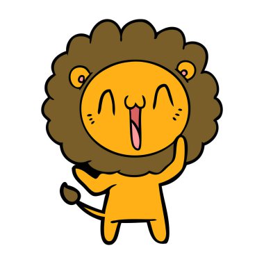 mutlu karikatür aslan vektör çizim