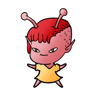 sevimli çizgi uzaylı kız