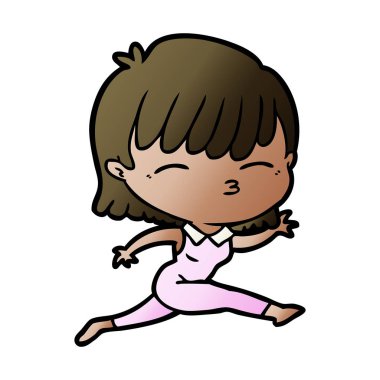 Çizgi filmdeki kadının vektör çizimi