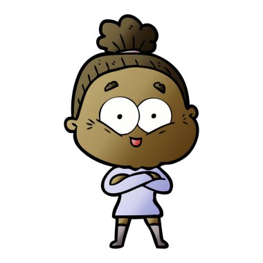 karikatür mutlu yaşlı kadın