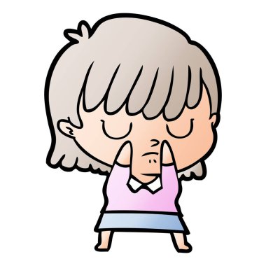 Çizgi filmdeki kadının vektör çizimi