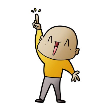 Harika bir fikir ile mutlu karikatür kel adam