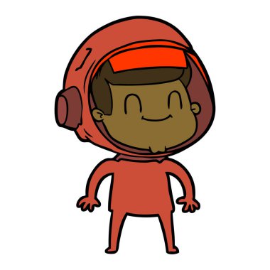 mutlu karikatür astronot vektör çizim