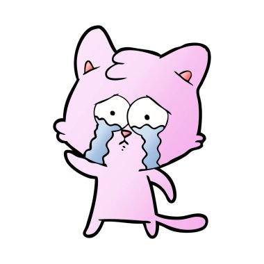 vektör çizim karikatür kedi ağlama