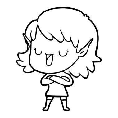 vektör çizim karikatür elf kızı