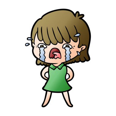 vektör çizim karikatür kız ağlıyor