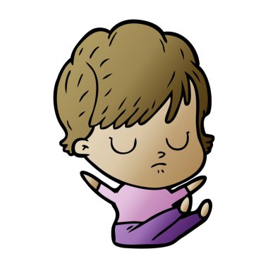 Çizgi filmdeki kadının vektör çizimi