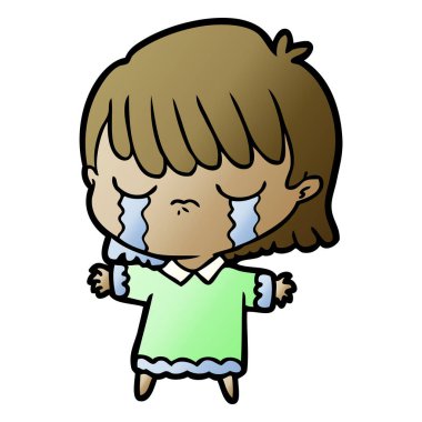 vektör çizim karikatür kadının ağladığını