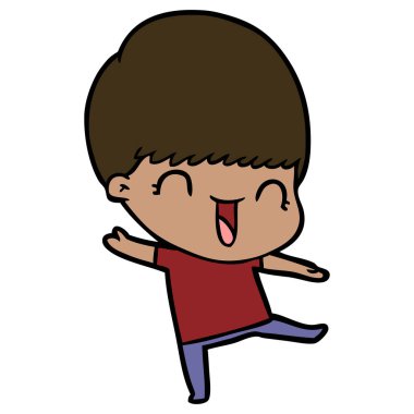 mutlu çizgi film çocuk vektör çizim