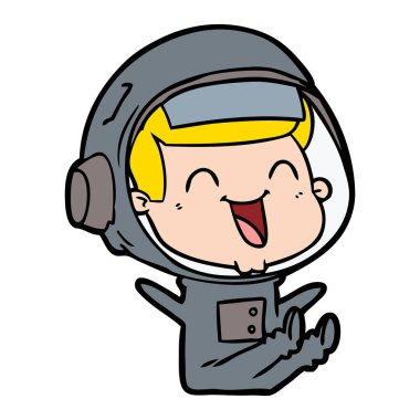 mutlu karikatür astronot vektör çizim