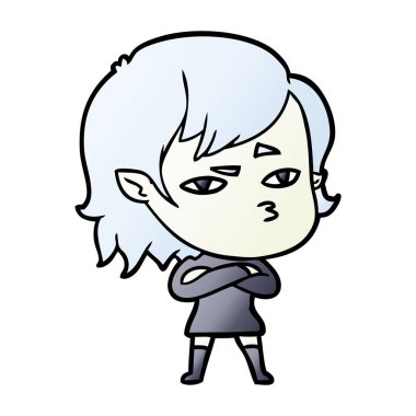 Çizgi filmdeki vampir kızın vektör çizimi