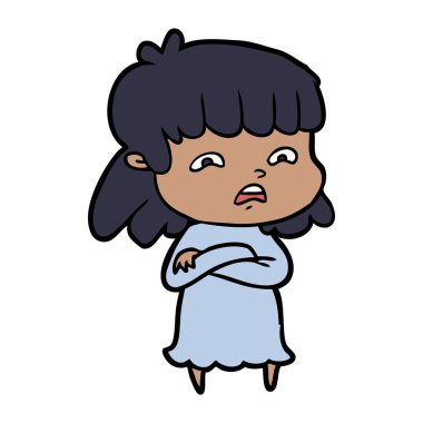 vektör çizim karikatür endişeli kadın