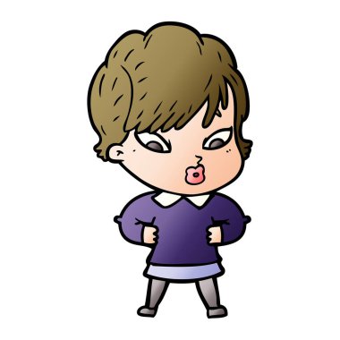 Çizgi filmdeki kadının vektör çizimi