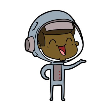 mutlu karikatür astronot vektör çizim