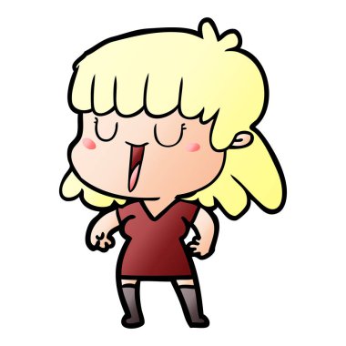 Çizgi filmdeki kadının vektör çizimi