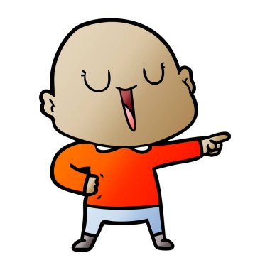 mutlu karikatür kel adam