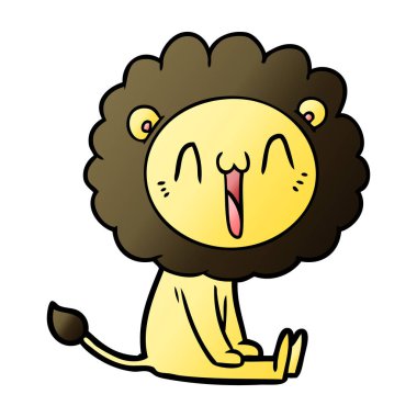 mutlu karikatür aslan vektör çizim