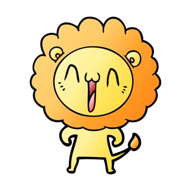 mutlu karikatür aslan vektör çizim
