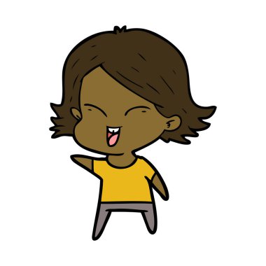 mutlu çizgi film kız vektör çizim