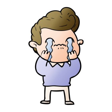 vektör çizim karikatür adam ağlıyor