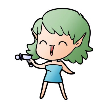 vektör çizim karikatür elf kızı