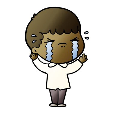 vektör çizim karikatür adam ağlıyor