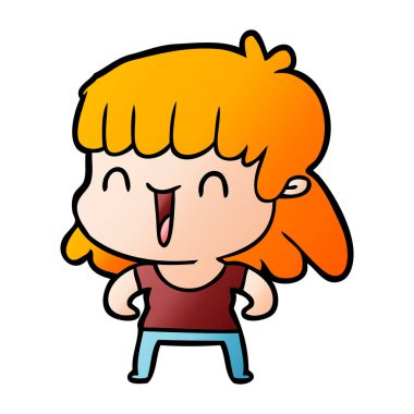 Çizgi filmdeki kadının vektör çizimi