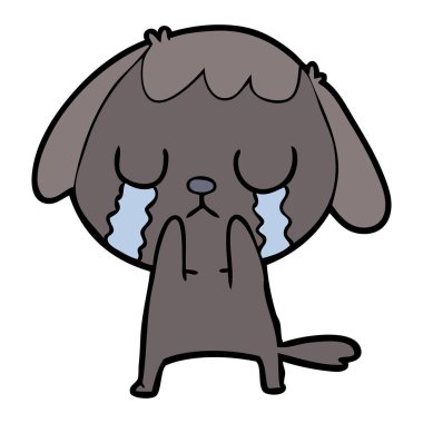 sevimli çizgi köpek ağlıyor