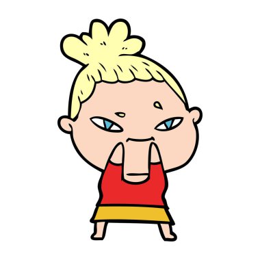 Çizgi filmdeki kadının vektör çizimi