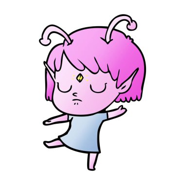 vektör çizim karikatür uzaylı kız