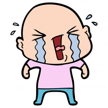 çizgi film ağlayan kel adam