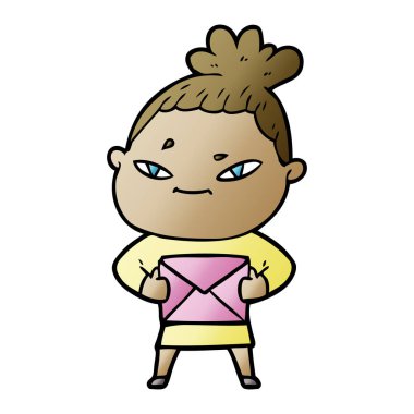 Çizgi filmdeki kadının vektör çizimi