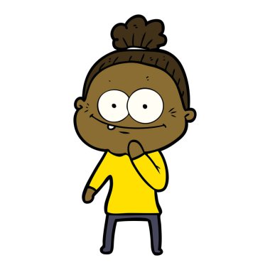 karikatür mutlu yaşlı kadın